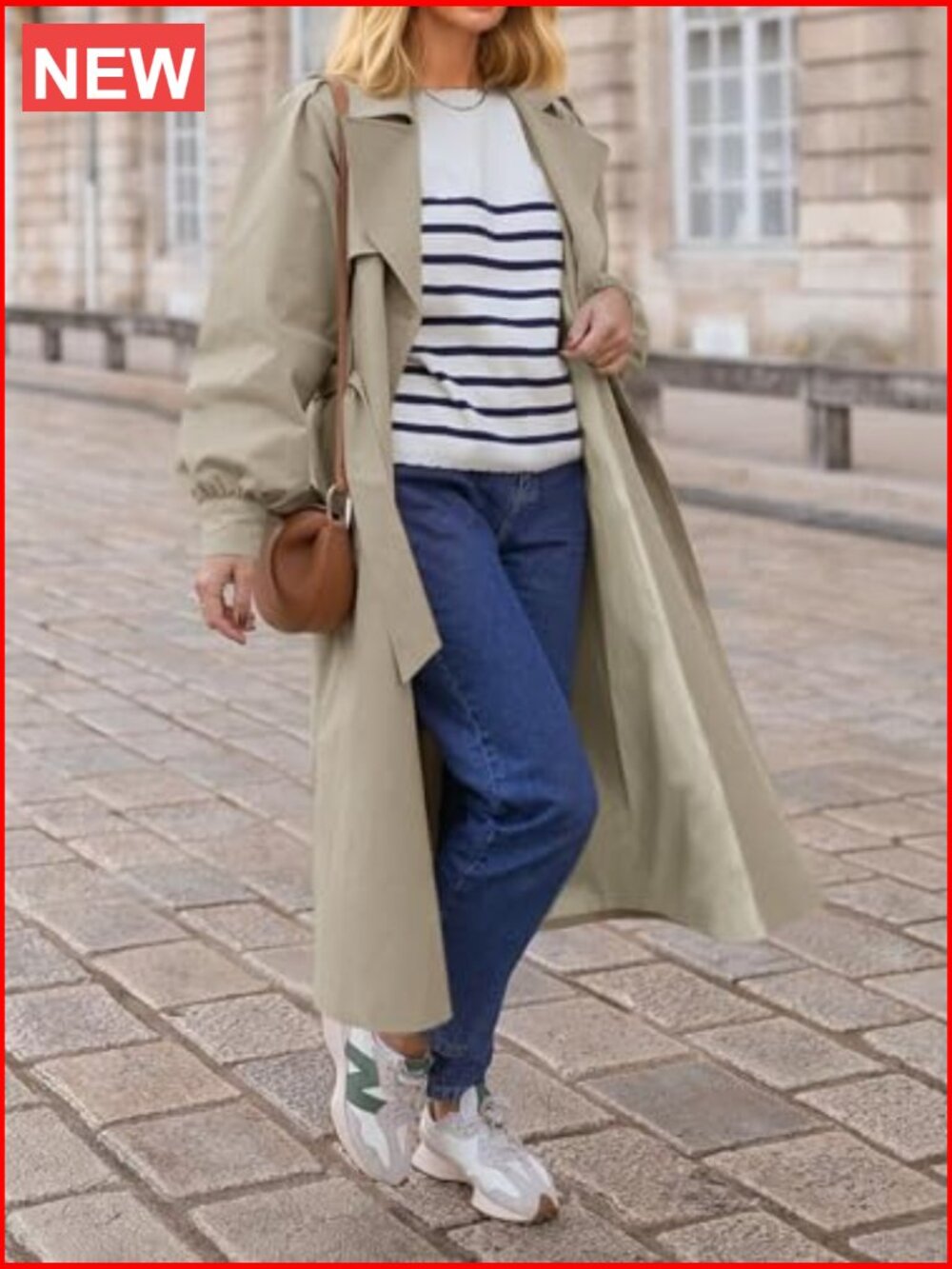 Oversized Double Breasted Trench Coat with Belt - Picture 2 of 7